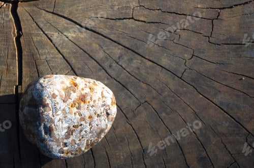 Preview: Spa Beautiful And Unusual Decorative Pebbles On The Old Cracked Wooden Background