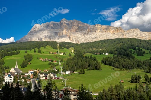 Preview: Late Afternoon Deep Color View Of Sasso Di Santa Croce Mountain In Val Badia, Eastern Dolomites