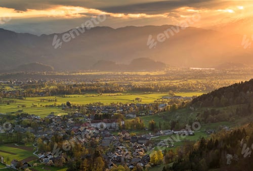 Preview: Sunset Over The Fields And Villages In Spring Time
