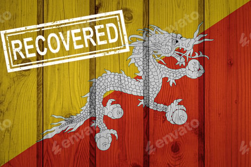 Preview: Flag Of Bhutan That Survived Or Recovered From The Infections Of Corona Virus Epidemic Or