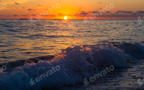 Preview: Amazing Sea Sunset, The Sun, Waves, Clouds