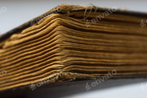 Preview: Part Of The Old Tattered Books With Yellowed Pages, Macro, Close Up