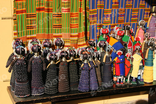 Preview: Typical African Dolls On Display, Souvenirs For Tourists