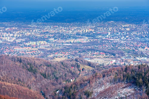 Preview: Panoramic View Of Bielsko Biala City From The Slopes Of Szyndzielnia In Beskid Slaski, Poland