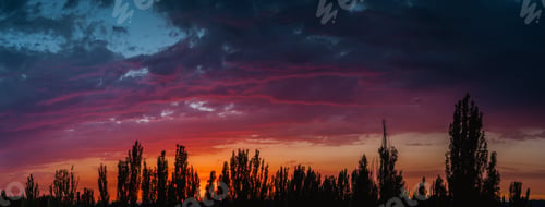 Preview: Landscape With Dramatic Light - Beautiful Golden Sunset With Saturated Sky And Clouds.