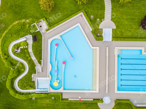 Preview: Aerial View Of Public Swimming Pool