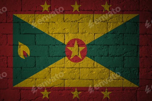 Preview: Flag With Original Proportions. Closeup Of Grunge Flag Of Grenada
