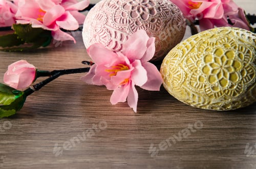 Preview: Pink And Yellow Easter Egg Decoration Image