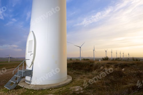 Preview: Windmills For Electric Power Production At Sunset, Pozuelo De Aragon, Zaragoza, Aragon, Spain