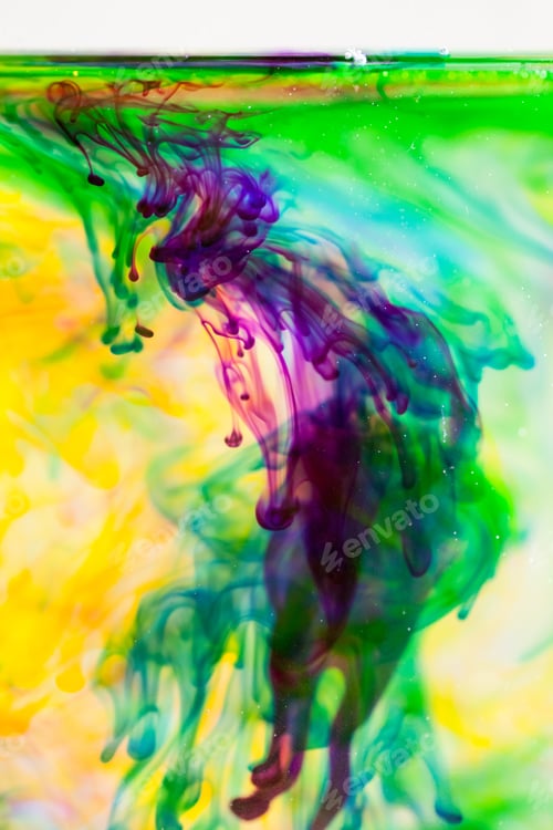 Preview: Abstract Composition With Ink And Small Bubbles. Beautiful Background, Texture And Colors