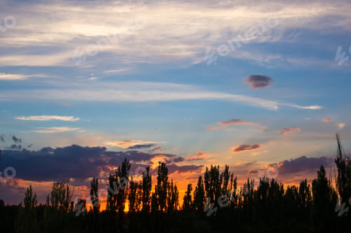 Preview: Landscape With Dramatic Light - Beautiful Golden Sunset With Saturated Sky And Clouds.