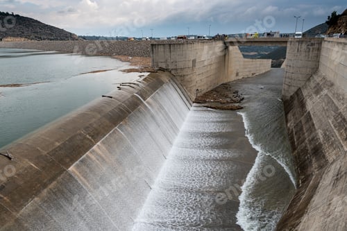 Preview: The Overflow Of The Dam Of Kouris Which Is The Largest Dam In Limassol District, Cyprus.