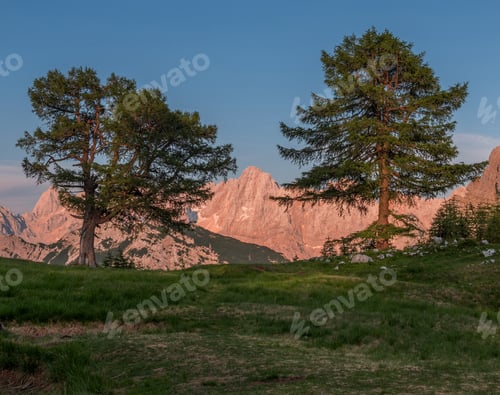 Preview: Beautiful Landscape On The Way From Mountain Pass Vrsic To Slemenova Spica With Mount Jalovec