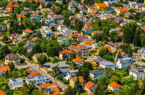 Preview: Aerial View Of Suburbs Roofs In Vienna City From Donauturm (Danube Tower) One Of The Tallest Towers