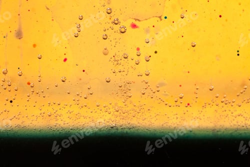 Preview: Abstract Composition With Mix Of Oil, Water And Colorful Ink With Bubbles