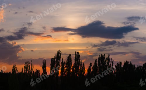 Preview: Landscape With Dramatic Light - Beautiful Golden Sunset With Saturated Sky And Clouds.
