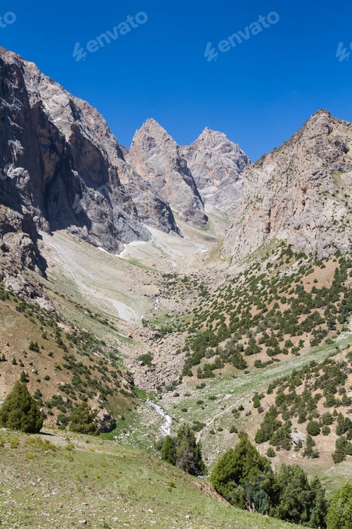 Preview: Mountain Landscape Of Fan Mountains In Summer, Tajikistan, Central Asia
