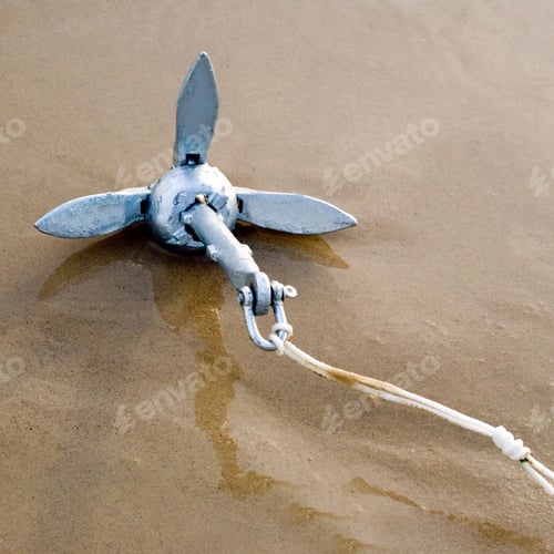 Preview: Anchor Yacht With Rope On Beach