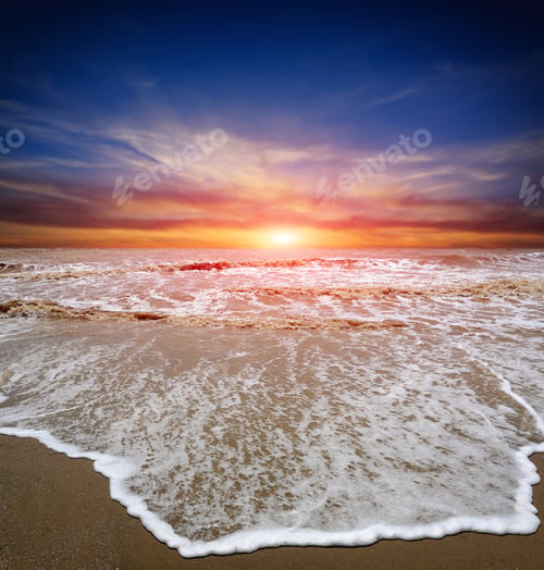 Preview: Nice Sunset Landscape On Sea