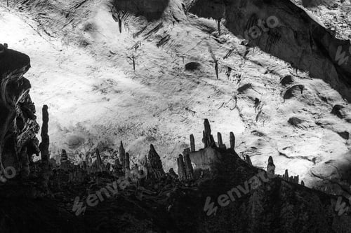Preview: Scene From The Amazing Bulgarian Cave Magura. Black And White Photography