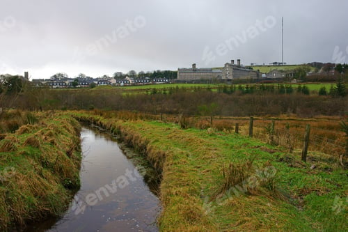 Preview: Hm Prison Dartmoor In Princetown Looking From Blackbrook River On A Grey Winter Day, Dartmoor