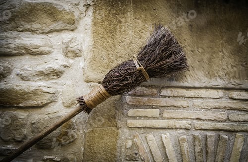 Preview: Detail Of Brooms For Witches In Halloween, Detail Of Decoration And Superstition, Magic And Mystery