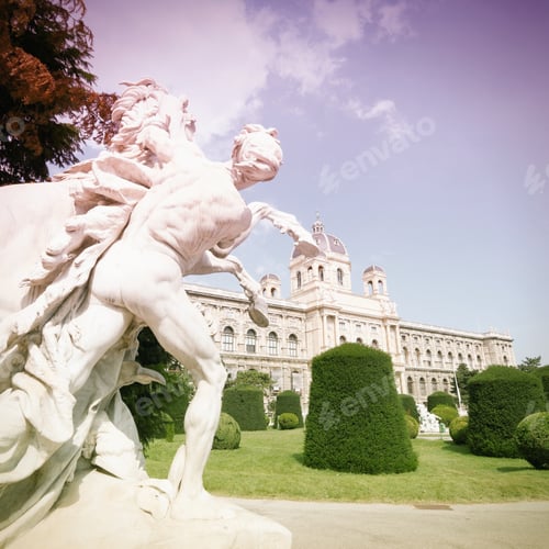 Preview: Vienna, Austria - Sculpture In Front Of Natural History Museum. The Old Town Is A Unesco World