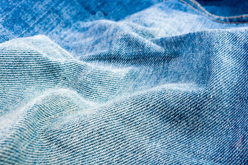 Preview: Clothing Items Blue Washed Faded Jeans Cotton Fabric Texture With Seams, Clasps, Buttons And