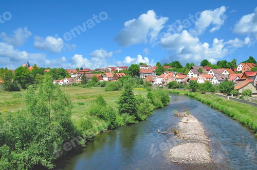 Preview: Village Of Breitungen At River Werra In Thuringia,Germany