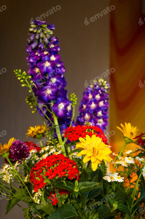 Preview: A Bouquet Of Bright Spring Flowers Of Various Types
