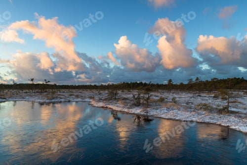 Preview: Boglake In Winter, With Clouds And Ice