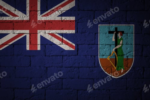 Preview: Flag With Original Proportions. Closeup Of Grunge Flag Of Montserrat