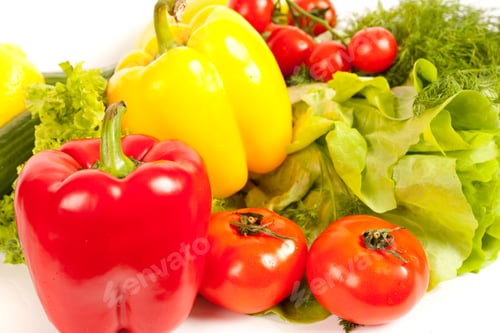 Preview: Close Up Of A Bunch Of Vegetables Isolated On White Background