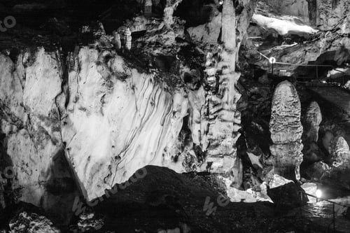 Preview: Scene From The Amazing Bulgarian Cave Magura. Black And White Photography