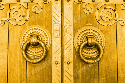 Preview: Detail Of An Old Wooden Door, Detail Of A Door Knocker