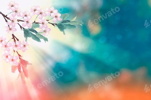 Preview: Blossoming Branch Apple. Bright Colorful Spring Flowers