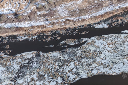 Preview: Aerial View Over The River In Winter Season