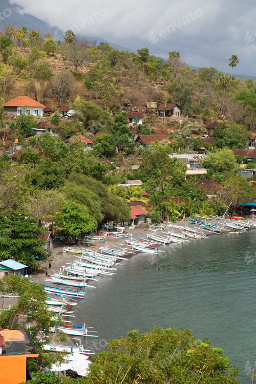 Preview: Typical Indonesian Fishing Boats Resting On The High Water Line Of The Beach