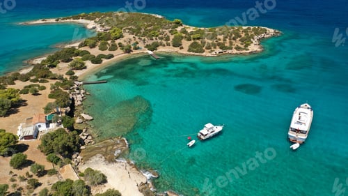 Preview: Aerial Drone Photo Of Chinitsa Bay A Popular Anchorage Crystal Clear Turquoise Sea Bay For Yachts