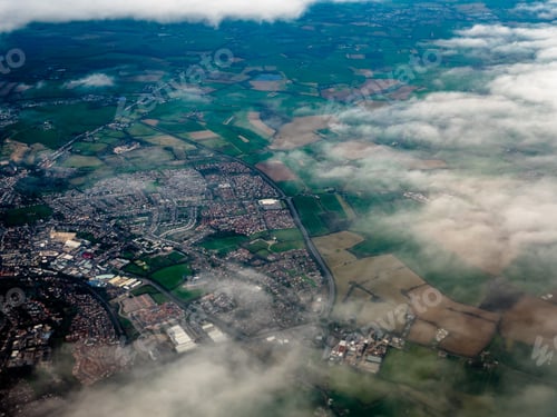 Preview: Shot Of The English Countryside Near London Taken From Flight During Take Off
