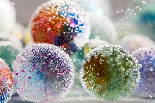 Preview: Abstract Underwater Composition With Colorful Glass Balls, Bubbles And Light
