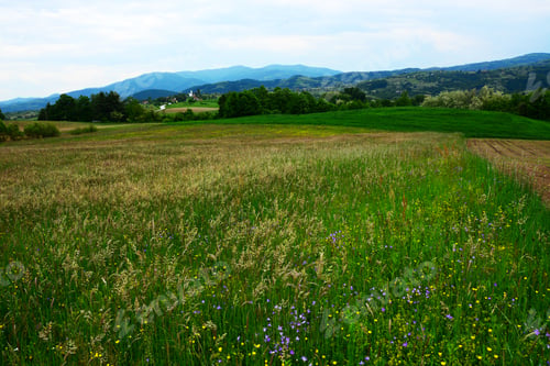 Preview: Beautiful View Of Idyllic Mountain Scenery,Mountain Landscape Fields