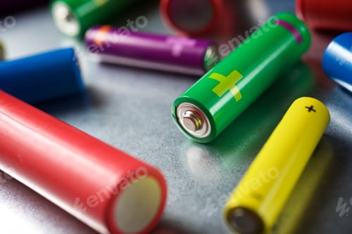 Preview: Many Batteries On A Metal Table.