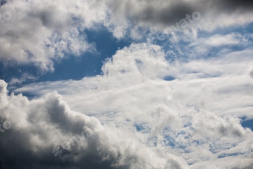 Preview: Beautiful, Fluffy, White And Grey Clouds And Blue Sky