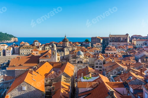 Preview: Beautiful Aerial Landscape Of Dubrovnik Old Town At Sunset, Croatia