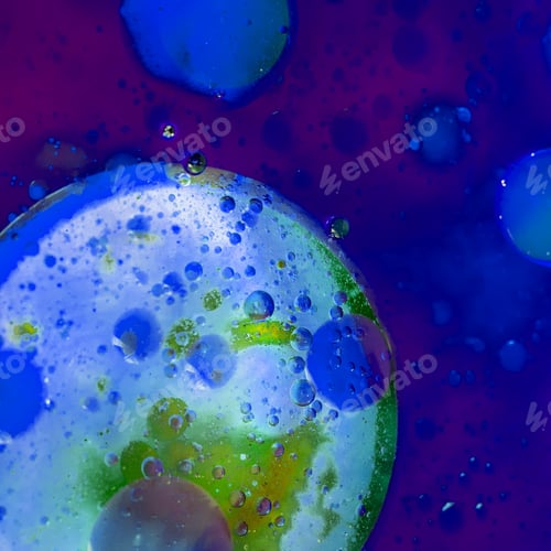 Preview: Abstract, Colorful Composition With Oil, Water And Ink