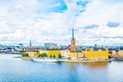 Preview: Gamla Stan Dominated By Riddarholmskyrkan (Riddarholmen Church) In Stockholm, Sweden