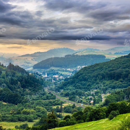 Preview: Railway To The Village At The Foot Of High Mountain Range