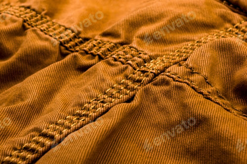 Preview: Clothing Items Washed Cotton Fabric Texture With Seams, Clasps, Buttons And Rivets, Macro, Close-Up