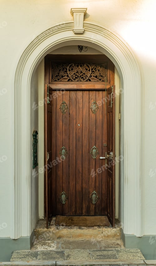 Preview: Old Wooden Brown House Doors Wood Plank Texture Background